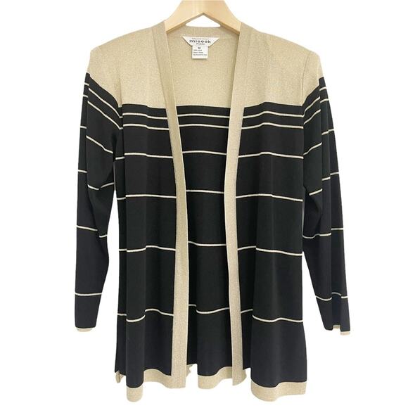 EXCLUSIVELY MISOOK Knit Cardigan Lurex Gold & Black Stripe Business Extra Small - Picture 1 of 8